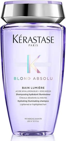 Kérastase Shampoo Blond Absolu Bain Lumière, Cabelos loiros, descoloridos, Hidratação, restauração, Ácido Hialurônico, Flor de Edelweiss, 250 ml