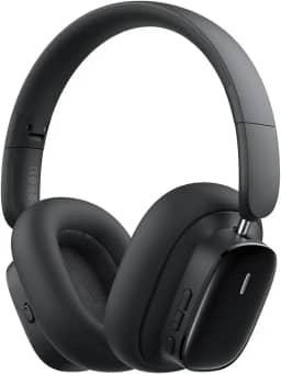 Baseus Bowie H1i ANC Headphone, Fone de Ouvido Bluetooth, Cancelamento de Ruído do ANC com Microfone, Certificação Hi-Res Audio, 100 Horas de Duração da Bateria (Preto)