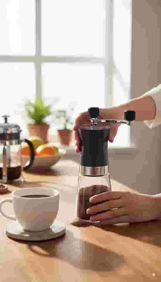 Moedor de Café Manual em Aço Inox – Ajustável, Portátil e Durável | Moagem Fina a Grossa para Café Fresco com Mais Sabor