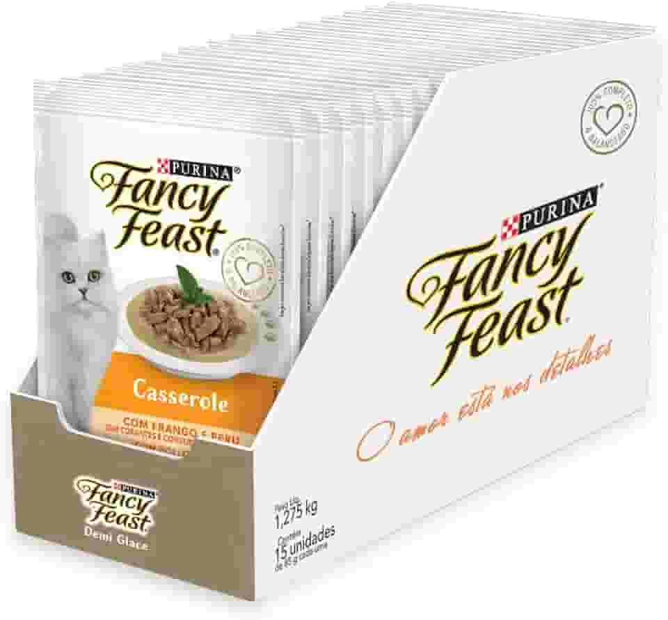Pack Nestlé Purina Fancy Feast Ração Úmida Para Gatos Casserole Frango & Peru - Com 15 Sachês 85g