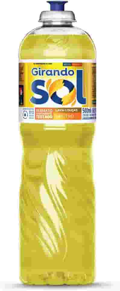 Girando Sol Detergente Lava-Louças Neutro 500Ml Detergente Líquido Para Lava-Louças Amarelo Contém Tensoativo Biodegradável Neutro Dermatologicamente Testado