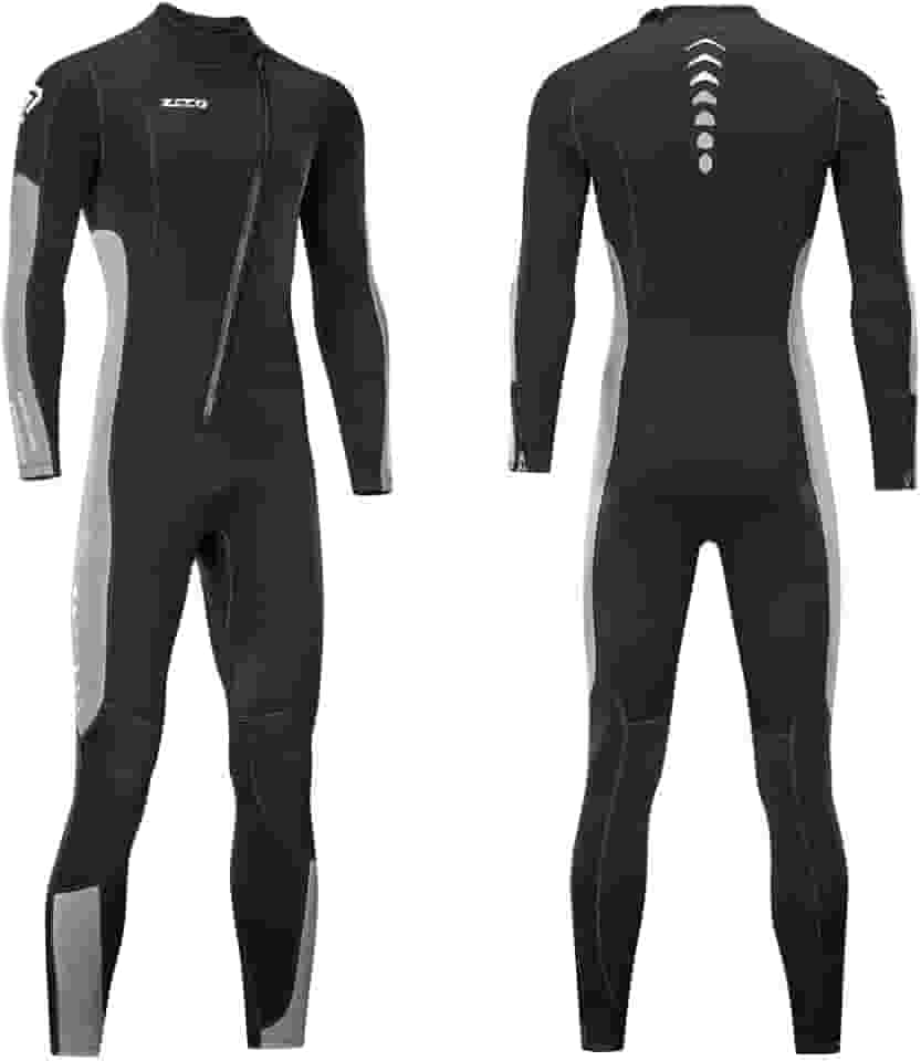 Roupa de mergulho ZCCO 3 mm de neoprene, zíper frontal, corpo inteiro para homens e mulheres, uma peça para snorkeling, mergulho mergulho, natação, surfe, Black+Grey, Men's 4XL