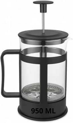Cafeteira Prensa Francesa 950ml Vidro Borossilicato Manual Inox Café Encorpado Chá Espuma de Leite Pressca Cremeira Portátil Elegante Resistente Alta Temperatura Limpeza Fácil Sustentável