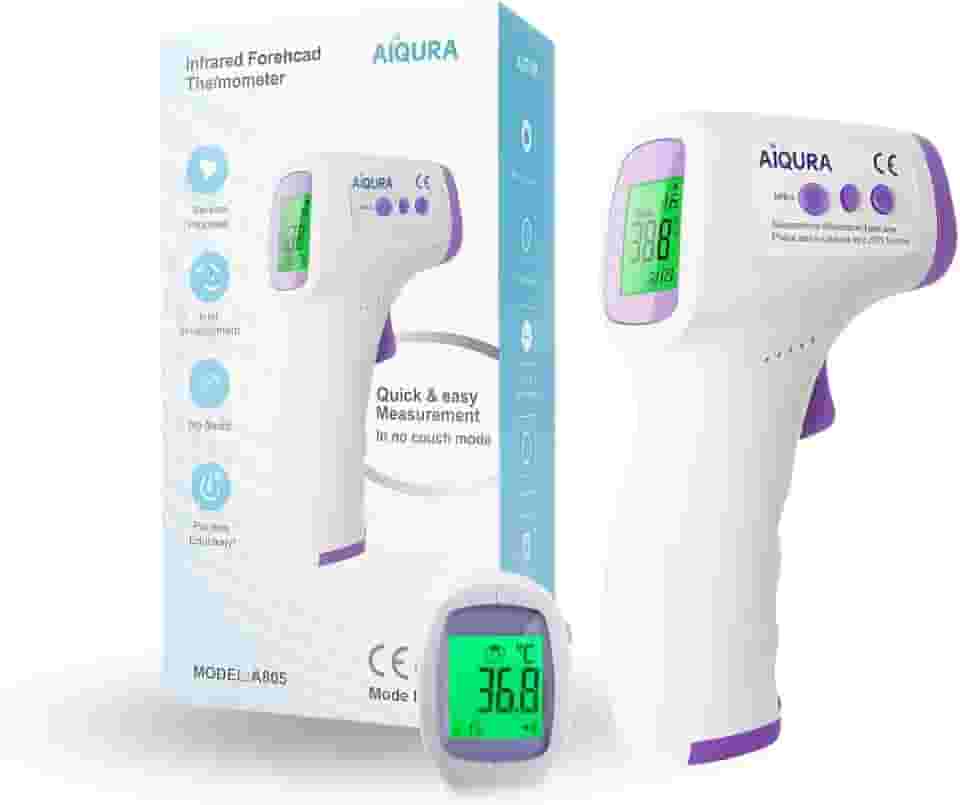 Termômetro Infravermelho Digital Premium 3 em 1 Sem Contato Alta Precisão para Testa Corpo Líquidos e Alimentos com Visor LCD e Alarme de Febre - Premium Ezc®