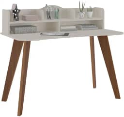 Escrivaninha com nichos SOFIA cor Off White/Cedro - Artely