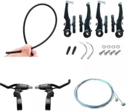 Jogo Freio Bike Completo V Brake Manete Cabo Conduite