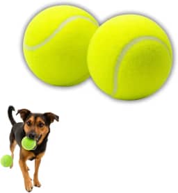Kit 2 Bolas de Tênis para Cachorro Brinquedo Pet em Borracha e Lã 6,5cm Resistente Divertido e Ideal para Treino e Mordida