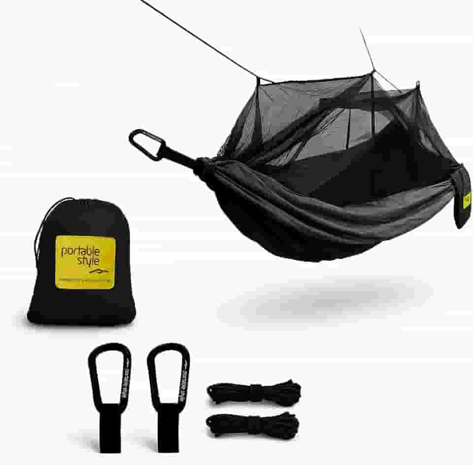 Rede de Descanso com Mosquiteiro Casal Dupla (Preto)