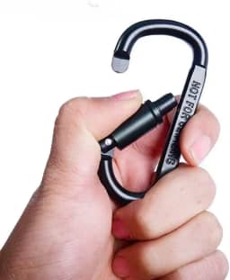 3 peças de clipes de mosquetão de anel D de bloqueio, ganchos de porta de parafuso de liga de alumínio, clipes de chaveiro pretos para mochila, uso ao ar livre, uso utilitário