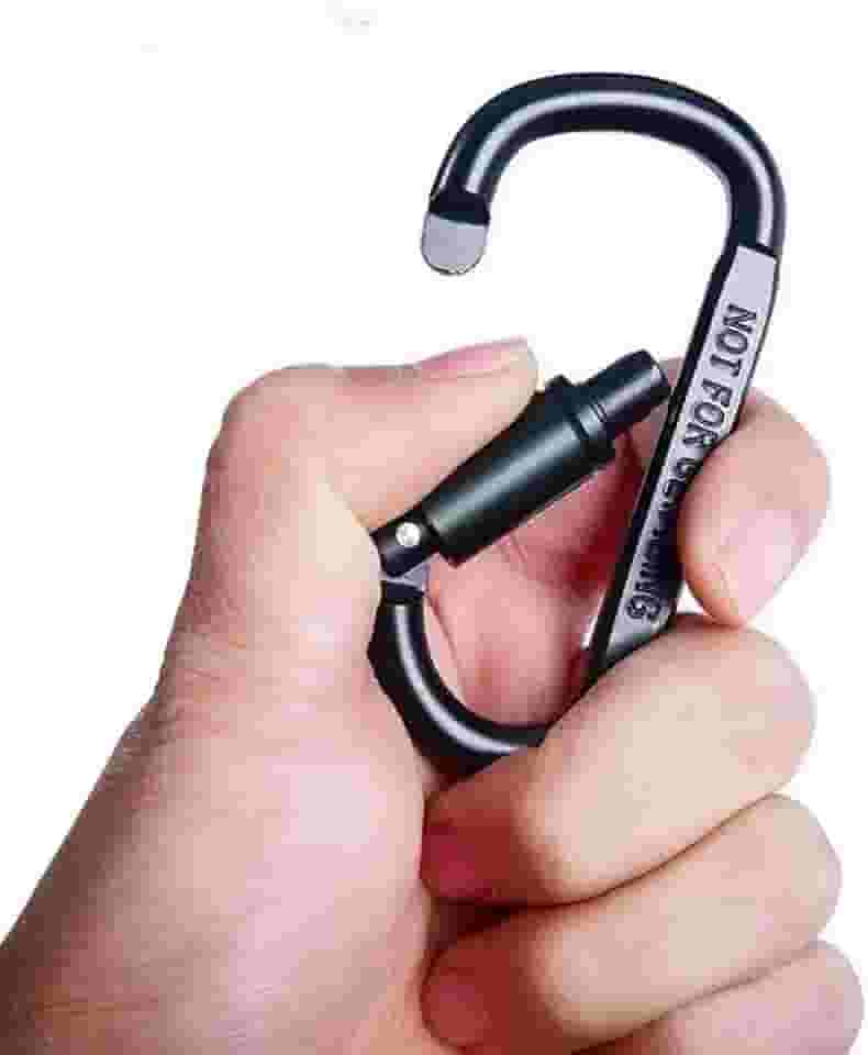 3 peças de clipes de mosquetão de anel D de bloqueio, ganchos de porta de parafuso de liga de alumínio, clipes de chaveiro pretos para mochila, uso ao ar livre, uso utilitário