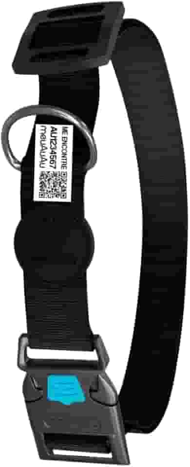 Coleira Com Identificação - Localizador - Qr Code - Com Nome Do Pet - Cães (Black, M)