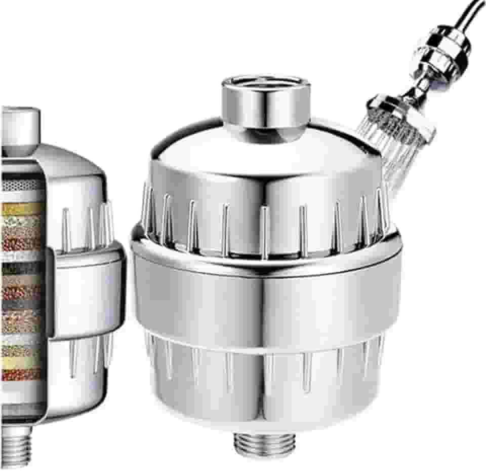 Filtro de Chuveiro 8 Estágios, Remove Cloro e Impurezas da Água, Purificador para Barra de Chuveiro, Cromado