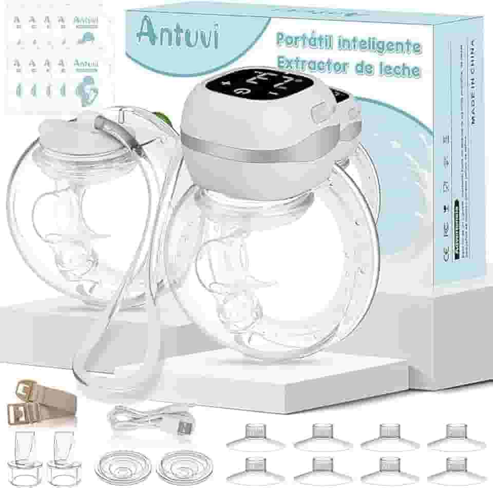 ANTUVI 2 In 1 Vestível de Tirar Leite, Elétrica Extratora de Leite, Portátil Bomba Coletor de Leite, 3 Modos Multidimensional, Livre de BPA