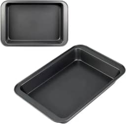 Kit 2 Formas Assadeira Antiaderente Retangular Aço 37x25x5 Bolo torta Lasanha