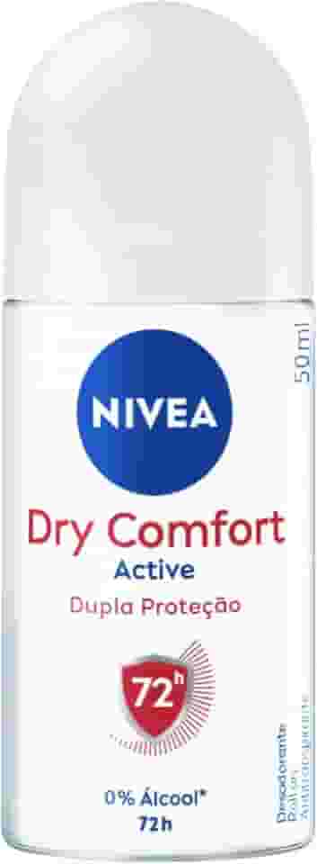 NIVEA Desodorante Antitranspirante Roll On Dry Comfort 50ml - Proteção prolongada de 72h, dupla proteção com ativos antitranspirantes, sensação de axilas secas e frescas