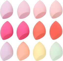 Kit 12 Esponja De Maquiagem Facial Chanfrada Gota Espuma Para Base Corretivo Pó Contorno