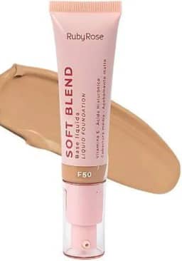 Base Líquida Soft Blend Ruby Rose Matte Média Cobertura Efeito Aveludado (F50, 30g)