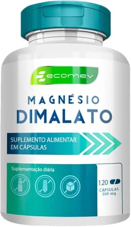 1Un Magnesio Dimalato 100% Puro 120Cáps Importado Maxima Absorção Ecomev