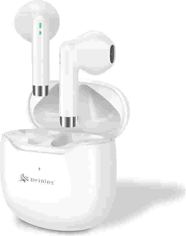 Fone de Ouvido Bluetooth 5.4 Sem Fio TWS, À Prova d’Água IPX4, Case de Carregamento, Microfone Embutido, Som Estéreo Hi-Fi, Bateria Longa, Anti Ruído, Compatível Android e iPhone (Branco)