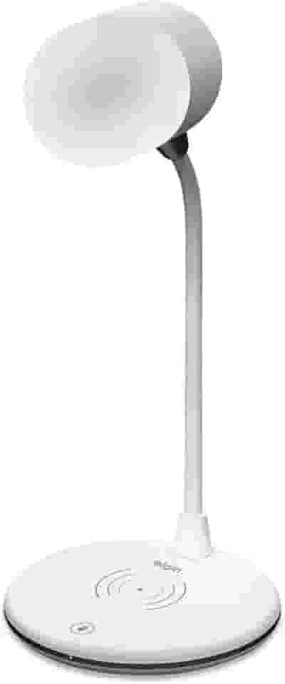 Luminária LED de Mesa 3 em 1 2700-6500k Elgin Com carregador Sem Fio e Caixa de Som Bluetooth Branca