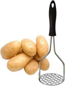 Amassador de Batatas Feijão Legumes em Aço Inox 26cm Espremedor Manual Multiuso Cabo Ergonômico Ideal Para Fazer Purê Amassador Inoxidavel Premium