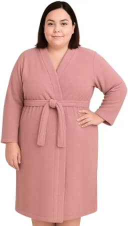 Roupão Plus Size Microfibra Banho Piscina Praia Unissex Adulto Conforto cor: Rose