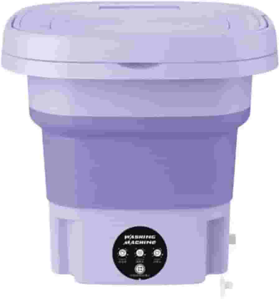 Mini Máquina de Lavar Roupa Portátil Dobrável 11 Litros Centrifuga Lavagem Semiautomática Roupas Sensíveis e Intimas 3 Modos Para Viagem Cor Roxo e Verde Bivolt