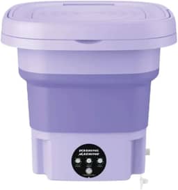 Mini Máquina de Lavar Roupa Portátil Dobrável 11 Litros Centrifuga Lavagem Semiautomática Roupas Sensíveis e Intimas 3 Modos Para Viagem Cor Roxo e Verde Bivolt
