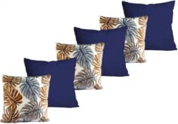 Kit com 6 Almofadas para Sofá Cheias com Enchimento e Capas Decorativas - 45x45cm(COSTELA AZULcAZUL)