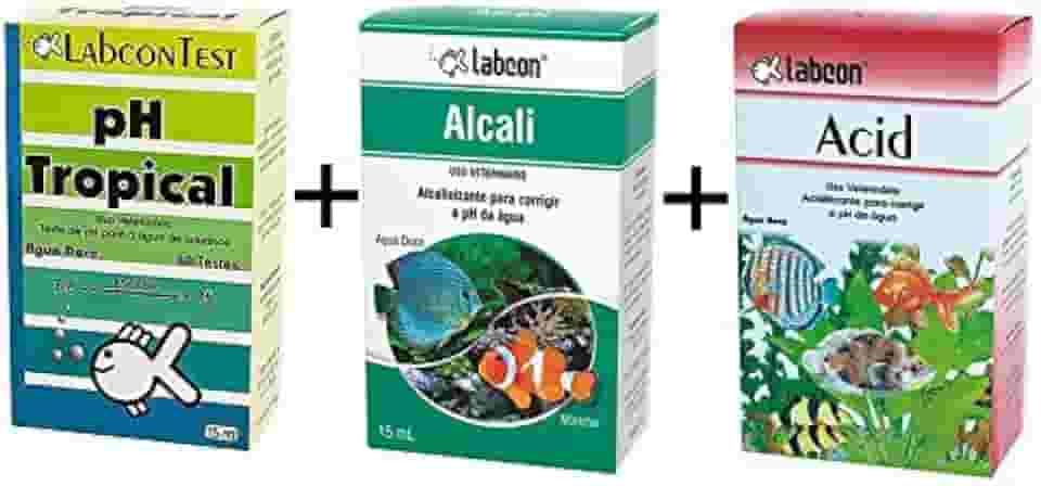 Kit PH Aquário: Teste de PH Tropical + correção de PH para água de aquário: Acid + Alcali Labcon