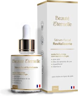 Sérum Facial Hidratante e Revitalizante Rejuvenescedor Beauté Éternelle 30 ml com Ácido Hialurônico (Aloe Vera, Óleo de Semente de Uva, D-panthenol, Vitamina E)