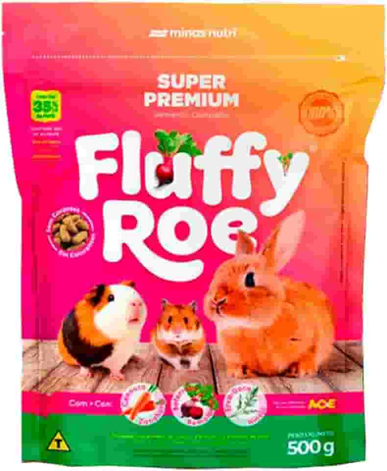 Ração para Coelho, Hamster, Porquinho Da Índia - Fluffy Roe EXTRUSADO PREMIUM - 500 g