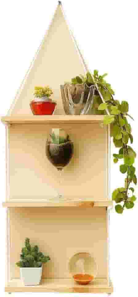 Prateleira De Madeira Suspensa 3 Andares Nicho De Parede Com Corda Rustica CordãO De AlgodãO Quarto