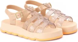 Sandalia Menina Infantil Papete Feminina Coração Brilho Macia e Confortavel