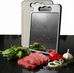 Tábua de Corte 5-em-1 Delini com Lado Aço Inox e Afiador integrado Dupla face