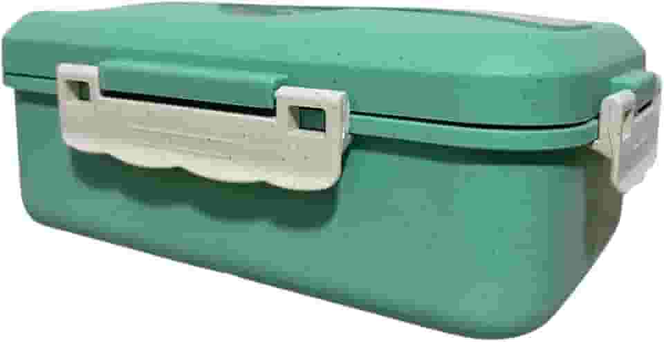 Marmita Premium com 4 Travas de Vedação, 3 Divisórias, Compartimento para Talheres, Bio Product, Talheres Inclusos (Verde)