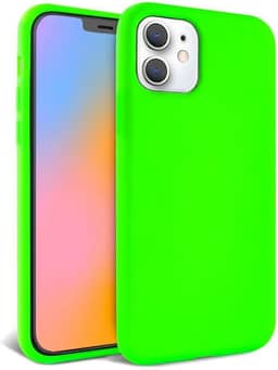 Capinha Colorida Compatível Com iPhone 11 Vermelha,Preta, Laranja, Amarela, Azul, Rosa, Pink, Branca, Lilás, Marrom, Verde, Roxo, Case Slim Flexível Aveludada PREMIUM (Verde Neon)