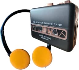 Cassete player para fitas Cassete de áudio com fone estilo anos 90