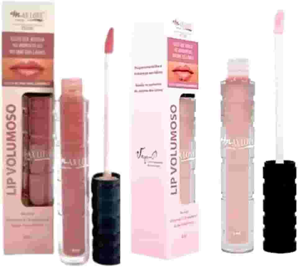 Max Love Lip Volumoso, Kit com 2 Gloss Labial com Ácido Hialurônico, Vitamina E e D-Pantenol, Efeito Translúcido e Brilhante