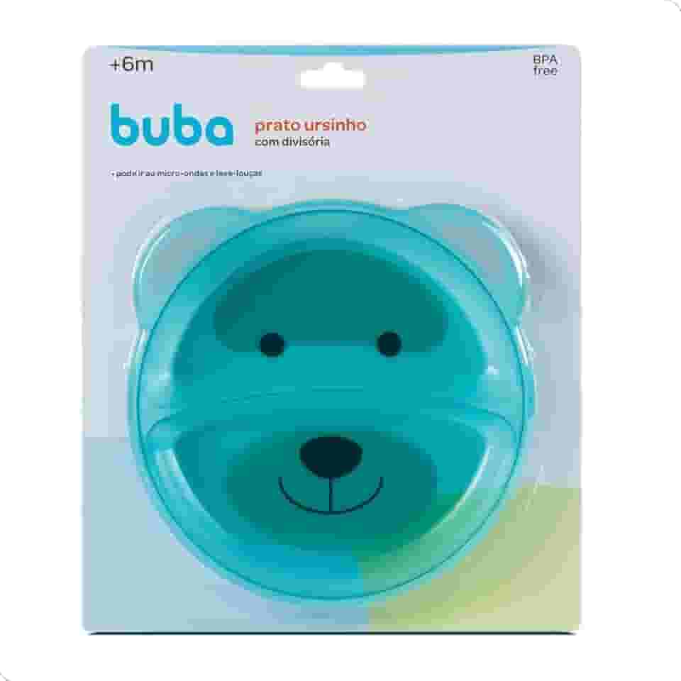 Buba Prato Ursinho Com Divisória Azul