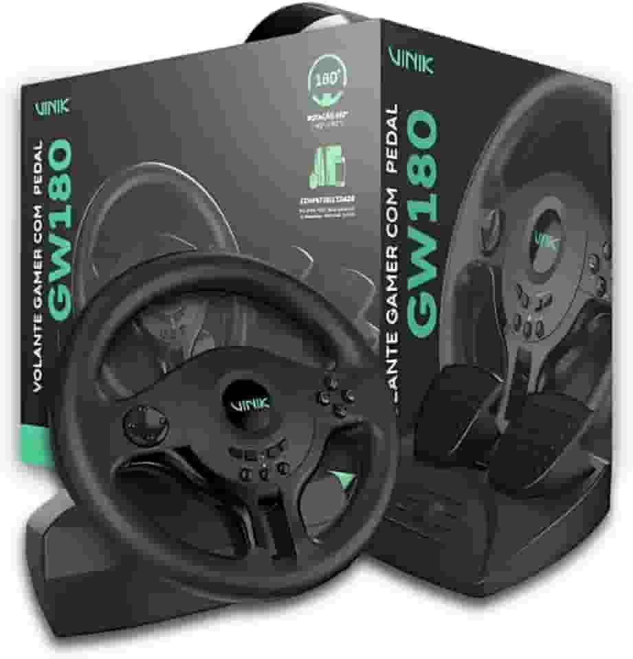 VOLANTE GAMER COM PEDAL GW180 VINIK PARA PC / PS4 / XBOX/SWITCH
