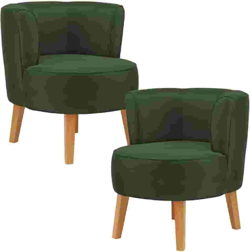 Kit 2 Poltronas Cadeira Elegante para Sala de Estar Tecido Veludo MOBLAN decor (Verde musgo)