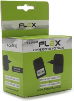 Flex Conversor de Voltagem FX-CV/PLUS, Bivolt 110V/220V, Adaptador Universal Conversor de voltagem - Conversor de 220V para 110V viagens, adaptador conversor de energia combinado com carregadores