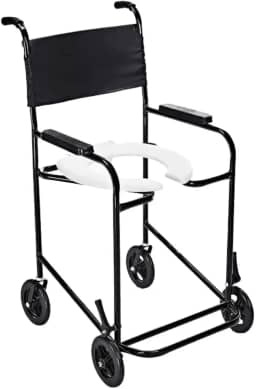 Cadeira de Banho com Rodas Higiênica para Idoso Portátil Segura e Confortável p/Banho e Sanitário