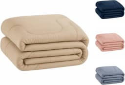 Edredom Percal 400 Fios Grosso Extra Macio Dupla Face Cobertor (Bege, King)