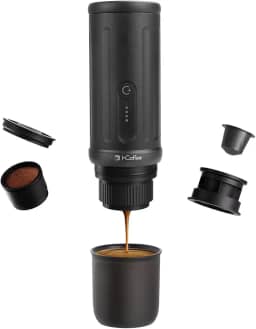 iCoffee Cafeteira Expresso Portátil 2-Em-1, Compatível com Cápsulas e Café Moído p, MáQuina de Café com USB, Carro e Acampamento