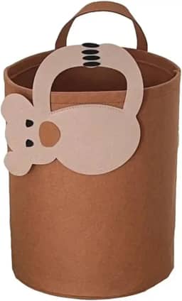 Lindo cesto de roupa suja dobrável de feltro para berçário, cesta de armazenamento de brinquedos, cobertores com alças (coala)