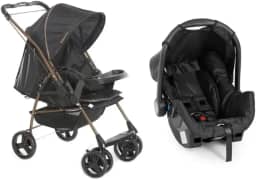 Travel System Galzerano Carrinho De Bebê Milano Reversível III 1019 até 15Kg Preto Cobre
