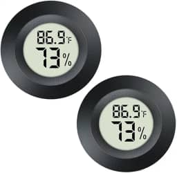 Pacote com 2 mini termômetro digital higrômetro, medidor de umidade de temperatura interna e externa para incubadoras de estufa, jarros de terrário de répteis, Fahrenheit ou Celsius (℃) (2)