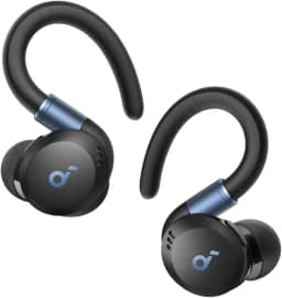 soundcore Sport X20 da Anker, Fone de Ouvido Sem Fio para Treinos, Ganchos Ajustáveis, Cancelamento de Ruído, Graves Intensos, IP68, À Prova de Suor e Poeira, 48H de Reprodução, Fones para Academia